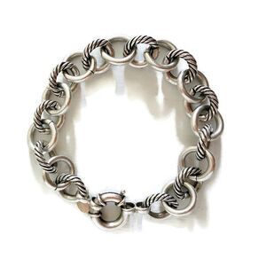 Designer-Inspired Sterling Silver 44g Round Cable Chain Bracelet